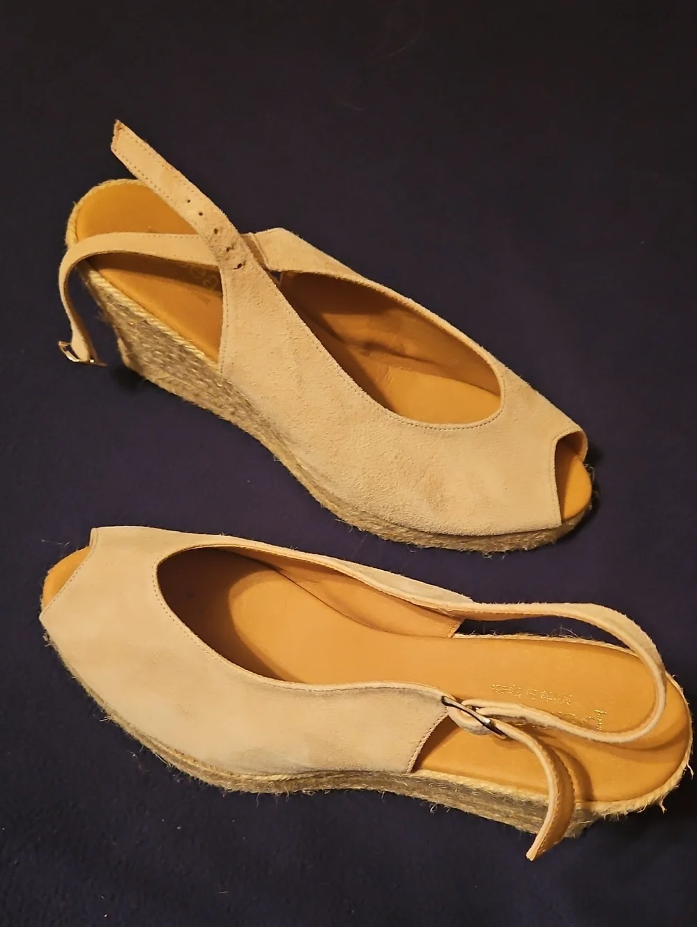 Women’s Beige Suede Peep-Toe Slingback Espadrille Sandals